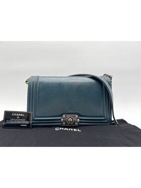 Chanel Shoulder Bag Boy CC Logo Leather with Shield Chain